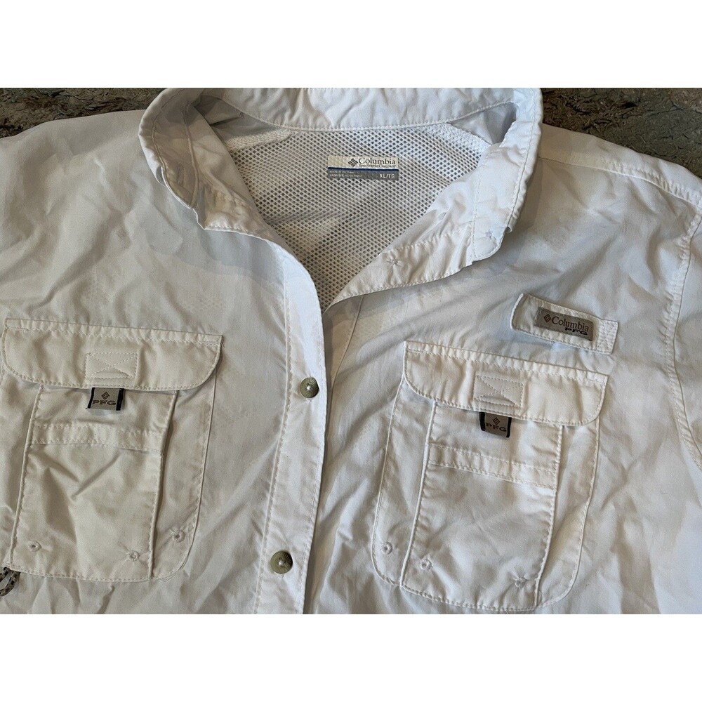 Columbia Youth? White Performance Fishing Gear PFG Vented Long Sleeve - READ - Picture 3 of 8